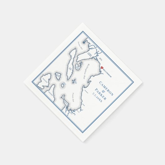 Bellingham Washington Map Elegant Wedding Serviette (Ecke)