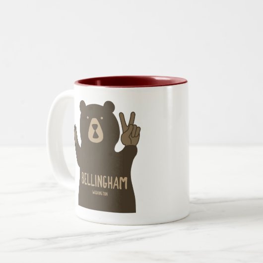 Bellingham Washington Peace Bear Zweifarbige Tasse (Vorderseite Links)