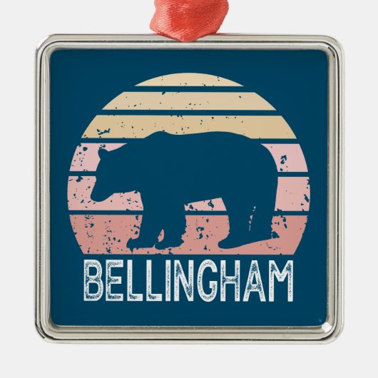 Bellingham Washington Retro Bear Ornament Aus Metall (Vorne)