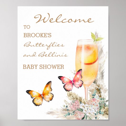 Bellini Butterfly Baby Dusche Willkommen Poster (Vorne)