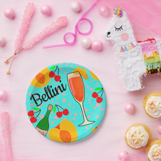 Bellini Cocktail Pappteller (Party)