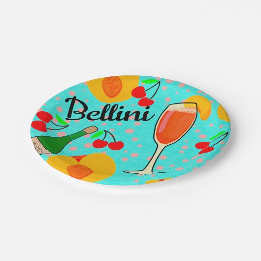 Bellini Cocktail Pappteller (Schrägansicht)