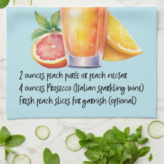 Bellini Cocktail Rezept Geschirrtuch (Gefaltet)