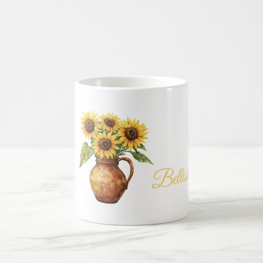 Bellissima (beautiful) Sunflowers in Vase Kaffeetasse (Mittel)