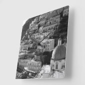 Bellissima Positano 2 - BW Quadratische Wanduhr (Winkel)
