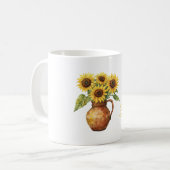 Bellissima (schöne) Sonnenblumen im Vasen Kaffeetasse (Vorderseite Links)