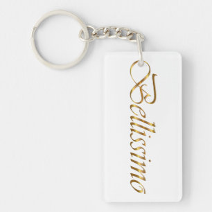 Bellissimo. Goldener Steigungstext Schlüsselanhänger