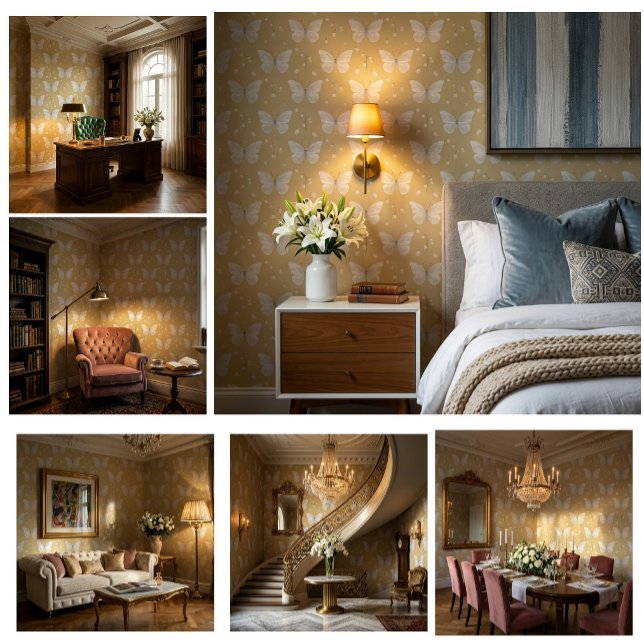 Belloria Wings Butterfly Peel & Stick Tapete (Graceful wings. Gentle blossoms. Timeless walls that welcome every guest.)