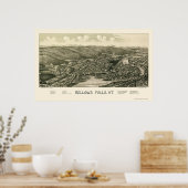 Bellows Falls, VT Panorama Karte - 1880 Poster (Küche)