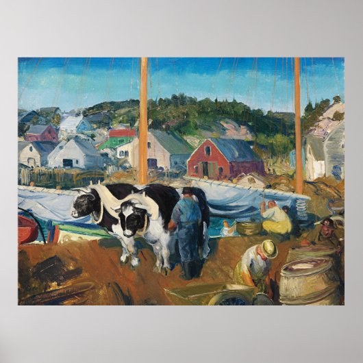 Bellows - Ox Team, Wharf bei Matinicusm Poster (Vorne)