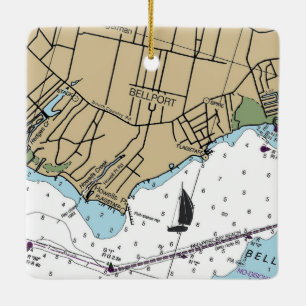 Bellport NY Chart Keramikornament