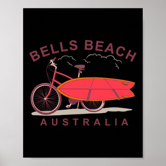 Bells Beach Australia Surfboard Bike Surfer Poster (Vorne)