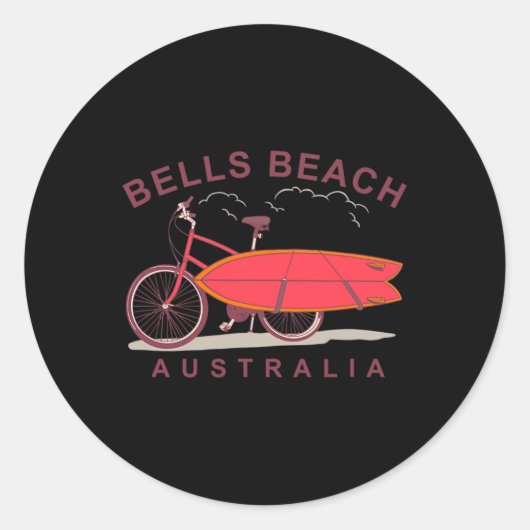 Bells Beach Australia Surfboard Bike Surfer  Runder Aufkleber (Vorderseite)