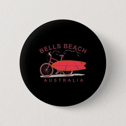 Bells Beach Australien Surfboard Fahrrad Surfer  Button (Vorderseite)