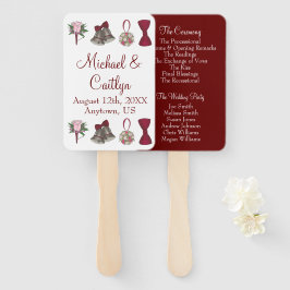Bells Bow Blume Bouquet Burgundy Wedding Program Fächer