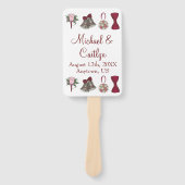Bells Bow Blume Bouquet Burgundy Wedding Program Fächer (Vorderseite)