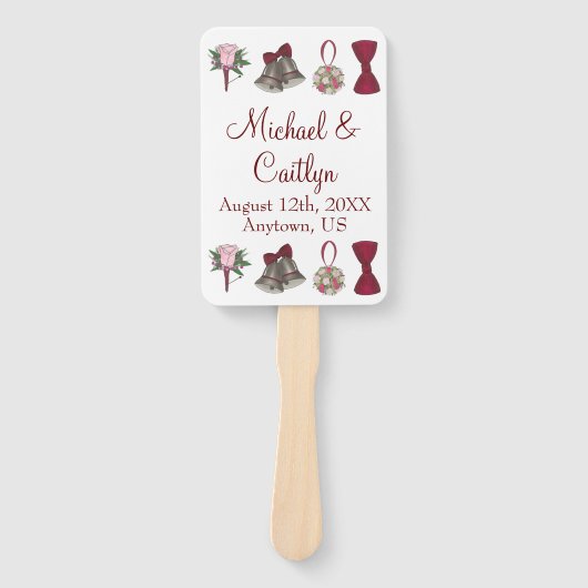 Bells Bow Blume Bouquet Burgundy Wedding Program Fächer (Vorderseite)