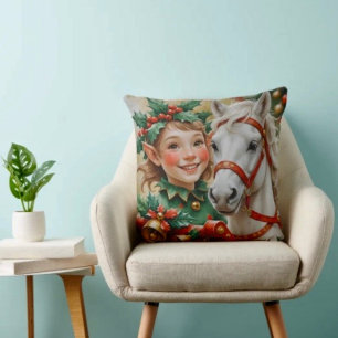 Bells Holly and Horse Christmas Elf Kissen