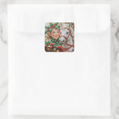 Bells Holly and Horse Christmas Elf Quadratischer Aufkleber (Tasche)