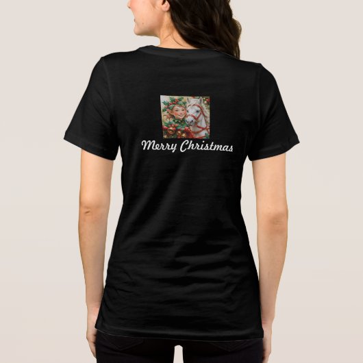Bells Holly and Horse Christmas Elf Tri-Blend Shirt (Rückseite)
