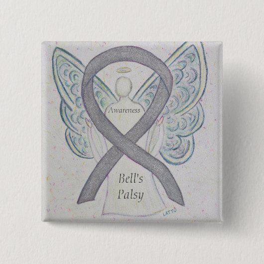 Bell's Palsy Awareness Ribbon Angel Art Button (Vorderseite)