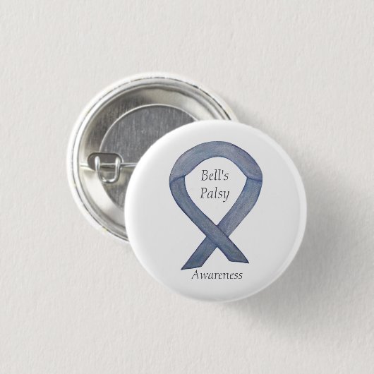 Bell's Palsy Silver Awareness Ribbon Art Button (Vorne & Hinten)
