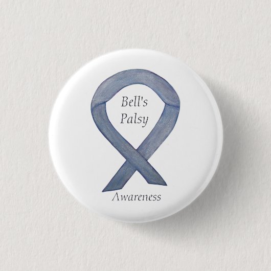 Bell's Palsy Silver Awareness Ribbon Art Button (Vorderseite)