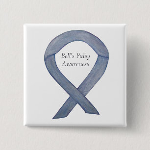 Bell's Palsy Silver Awareness Ribbon Art Button