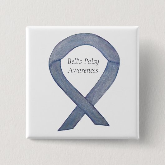Bell's Palsy Silver Awareness Ribbon Art Button (Vorderseite)