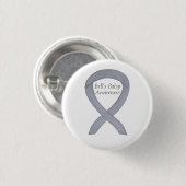 Bell's Palsy Silver Awareness Ribbon Custom Button (Vorne & Hinten)
