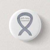 Bell's Palsy Silver Awareness Ribbon Custom Button (Vorderseite)