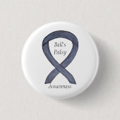 Bell's Palsy Silver Awareness Ribbon Custom Button (Vorderseite)