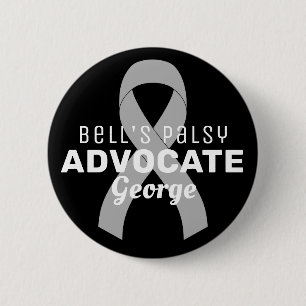 Bell's Palsy Unterstützer-Schleife Schwarzer Butto Button