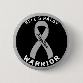 Bell's Palsy Warrior Ribbon Black Button (Vorderseite)