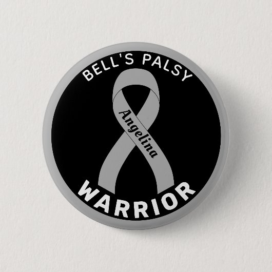 Bell's Palsy Warrior Ribbon Black Button (Vorderseite)
