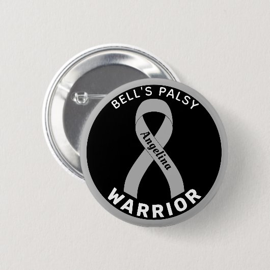 Bell's Palsy Warrior Ribbon Black Button (Vorne & Hinten)
