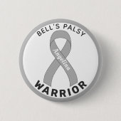 Bell's Palsy Warrior Ribbon weiße Taste Button (Vorderseite)