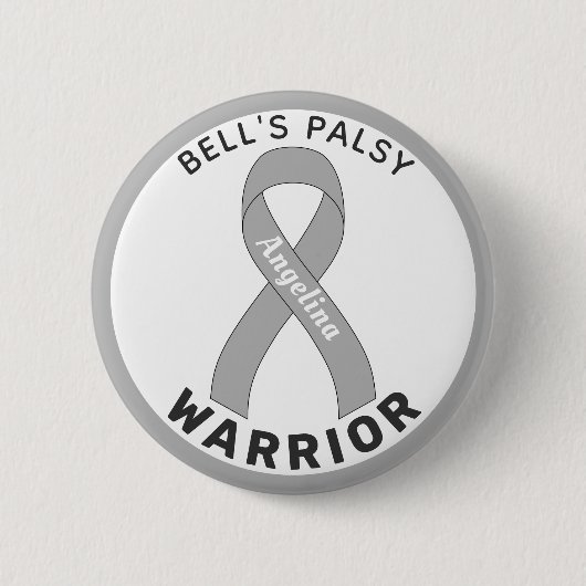 Bell's Palsy Warrior Ribbon weiße Taste Button (Vorderseite)