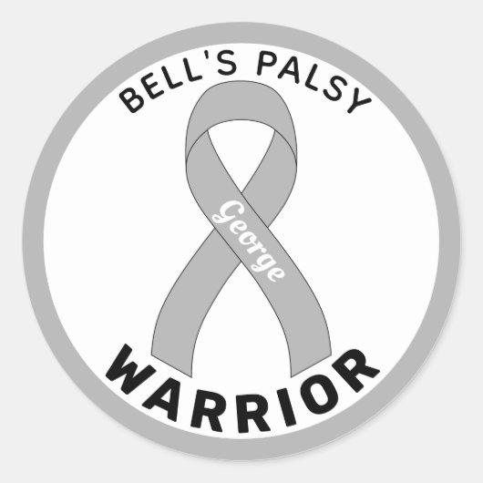 Bell's Palsy Warrior Ribbon White Round Sticker (Vorderseite)