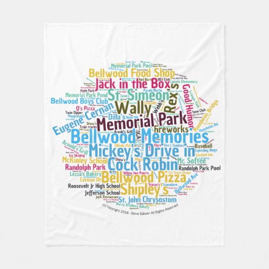 Bellwood Memory Word Cloud Circle Fleecedecke (Vorderseite)