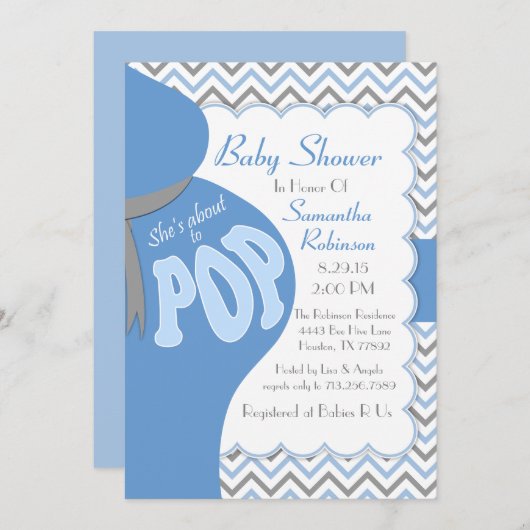 Belly Bump Sie ist im Begriff, POP Dusche Einladun Einladung (Vorne/Hinten)