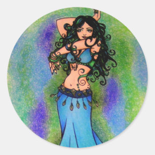 Belly Dancer Birthday Runder Aufkleber