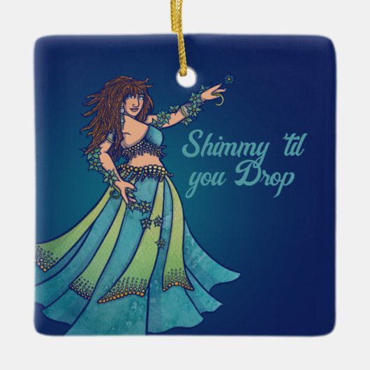 Belly Dancer Ruby Aquamarin Art Keramikornament (Vorderseite)
