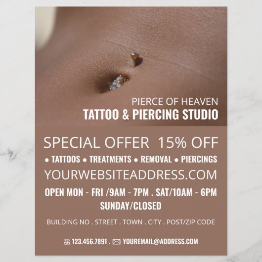 Belly Piercing, Tattoo & Body Piercing Studio Flyer (Vorne)