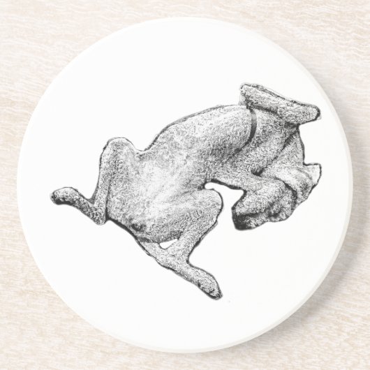 Belly-Up Bliss – Artistic Dog Coaster Getränkeuntersetzer (Vorne)