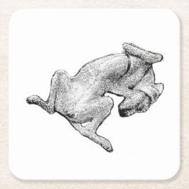 Belly-Up Bliss – Artistic Dog Coaster Rechteckiger Pappuntersetzer
