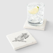 Belly-Up Bliss – Artistic Dog Coaster Steinuntersetzer (Seitenansicht)