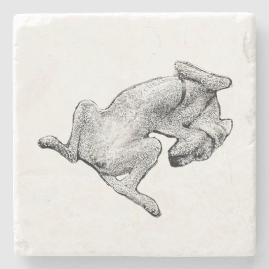 Belly-Up Bliss – Artistic Dog Coaster Steinuntersetzer (Vorderseite)