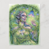Bellz Postcard Fee Elf Green Forest Blume Fantasy Postkarte (Vorderseite)