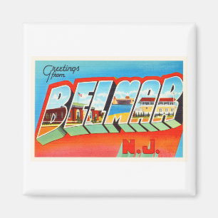 Belmar New-Jersey NJ alte Vintage Reise-Postkarte Magnet
